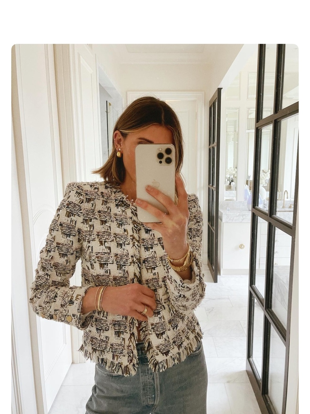 L’agence textured Fringe Tweed Jacket